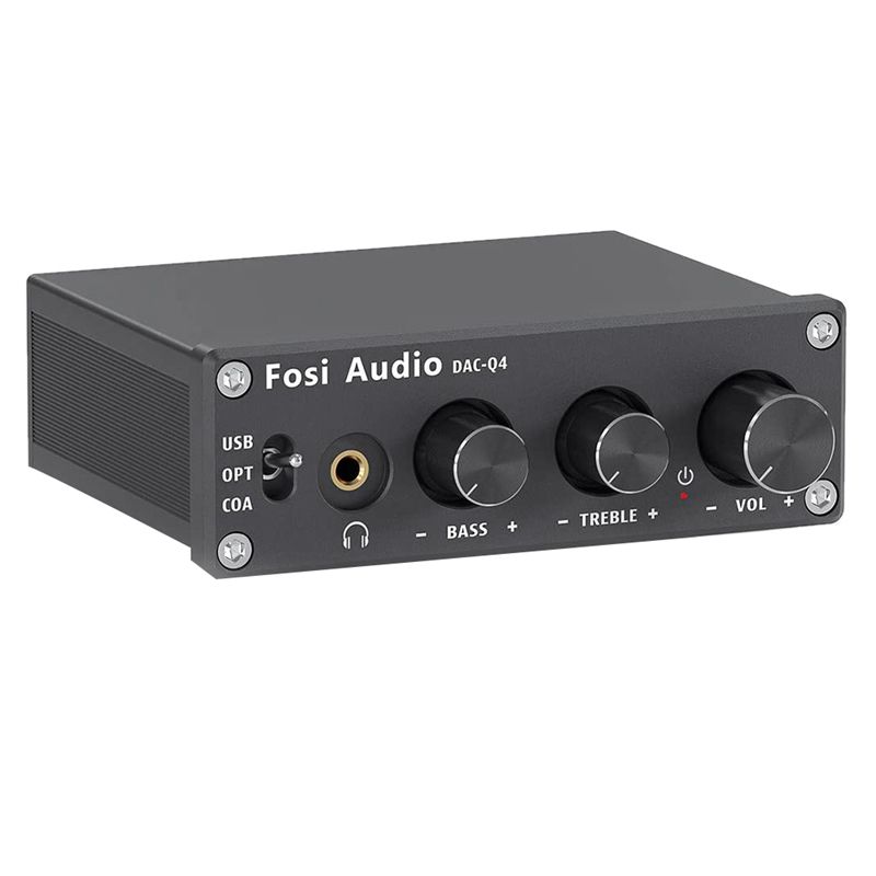 Fosi Audio Q4 Mini Gaming Stereo DAC & Headphone Amplifier, 24Bit/192KHz USB/Optical/Coaxial to RCA AUX