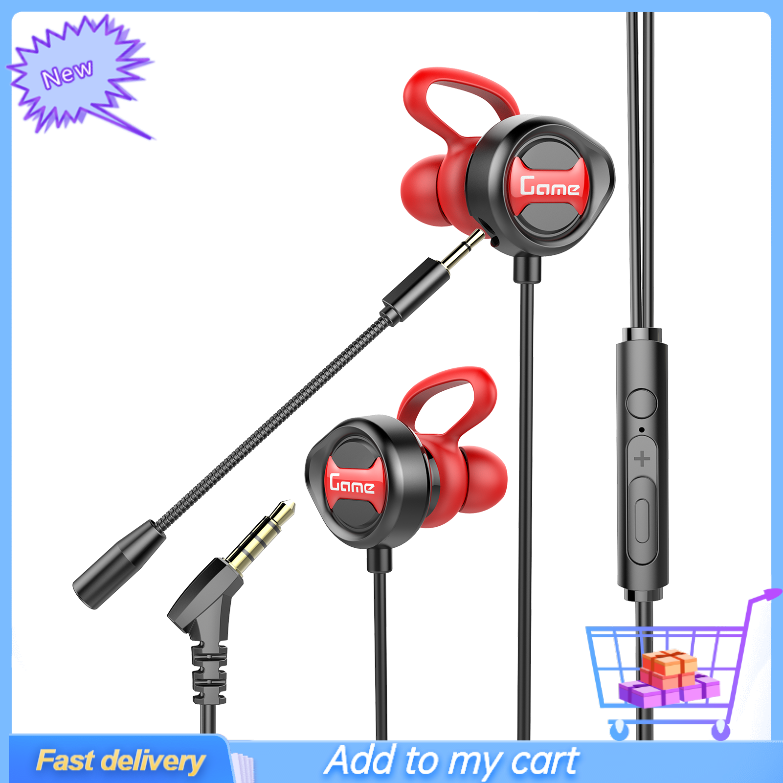 G31 L-Shaped 3.5mm Dynamic Wired In-ear Gaming Earphone with Mic for Phone/PC