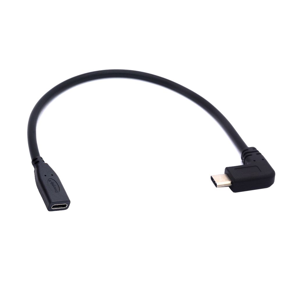 0.3 Meters Reversible Type C USB 3.1 90 Degree Male to USB-C Female Extension Data Cable Extender Cord