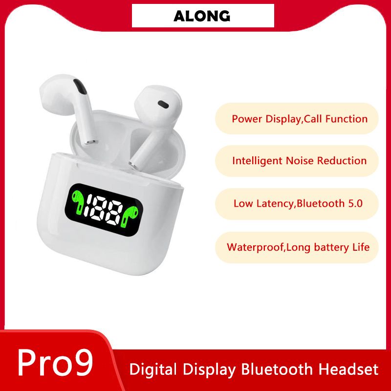 ALONG Pro9 Wireless Bluetooth Headset TWS ear Sports Stereo Touch 5.0 With Digital Display Bluetooth Headset