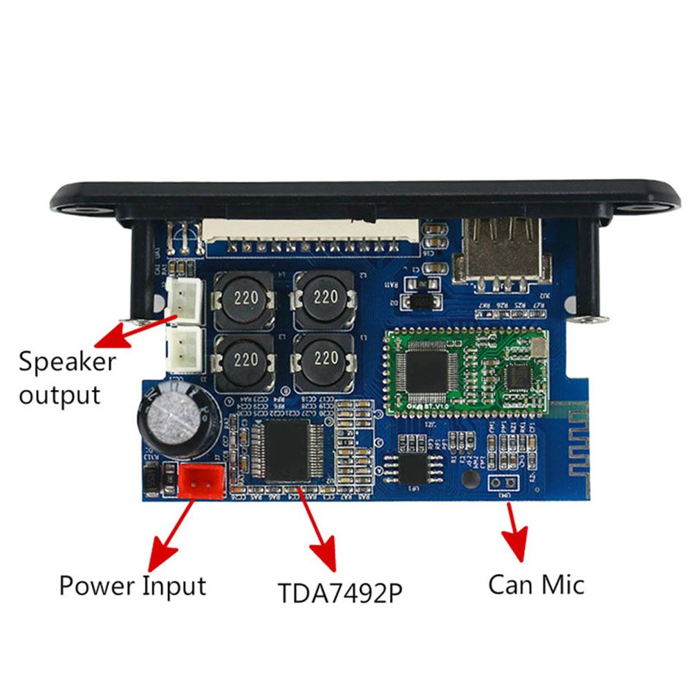 TDA7492P 25W+25W Amplifier Board + MP3 USB TF AUX DC12V-24V Bluetooth
