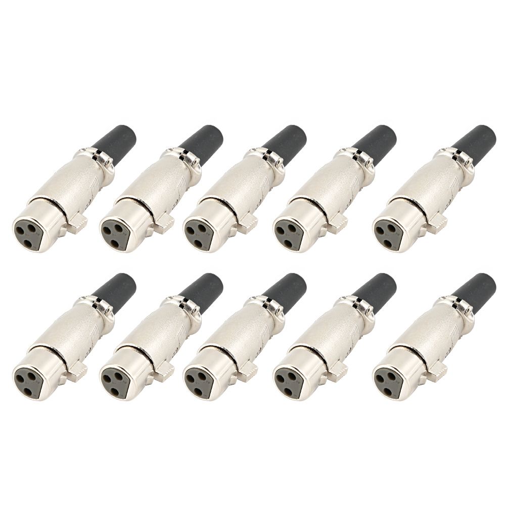 10PCS Audio Female XLR Adapter Connector With Screw For Stduio Mic Microphone
