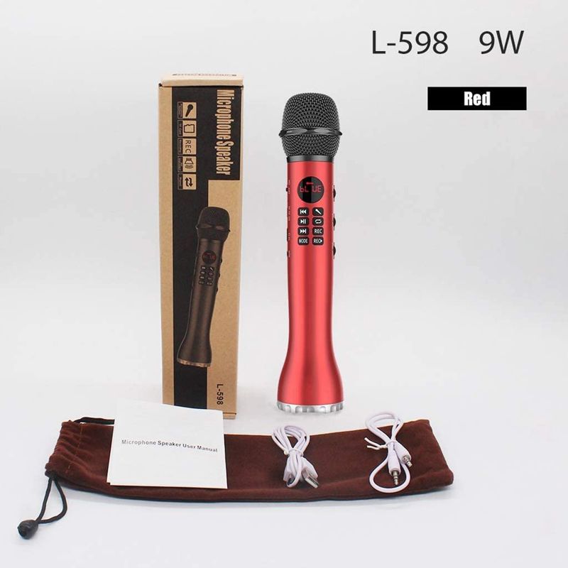 WJDASM Microphone 9W Wireless Microphone L598 Handheld Karaoke Bluetooth Speaker Mic Karaoke Card TF Singing Record Mobile Microphone