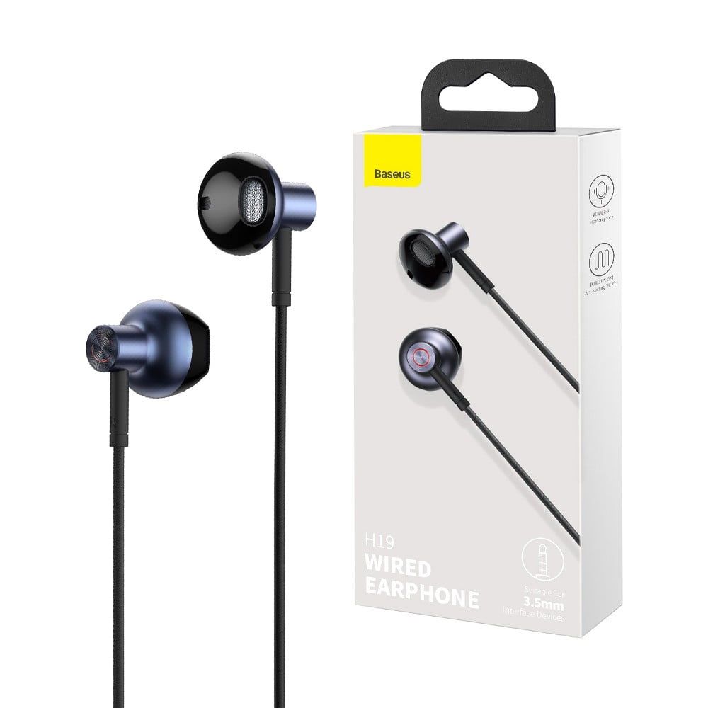 Headphones Baseus Encok H19 3.5mm Wired Earphone H19 6D Stereo HD Mic Headphone