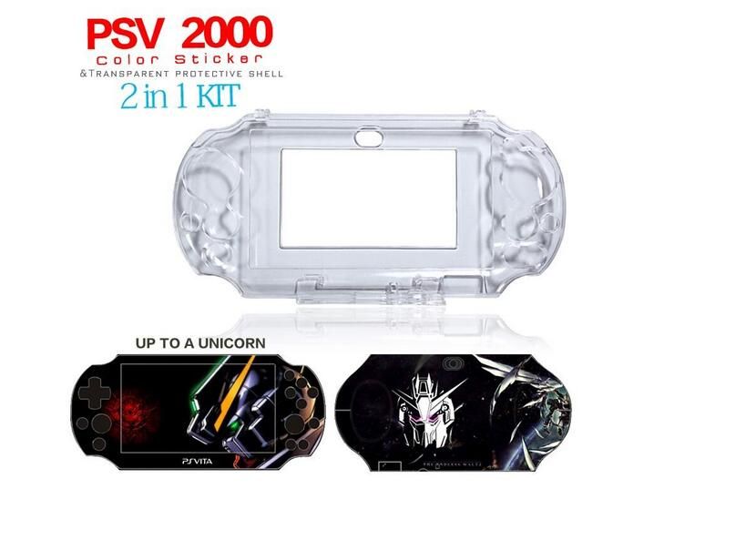 2 in 1(16) Front&Back Decorative PSV2000 Skin Sticker Cover for PS vita PSV Full Body Vinyl Decal + Clear Protective Case Shell
