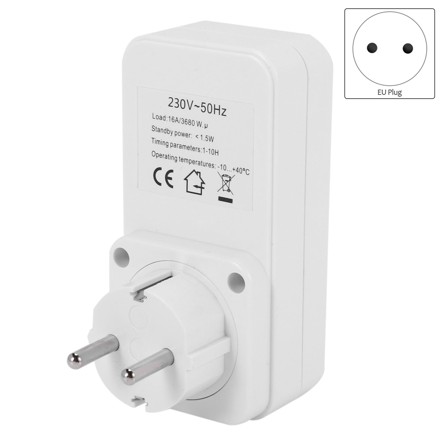 2X Countdown Timer Switch Intelligent Control Plug-In Socket Automatically Closes The Socket EU Plug