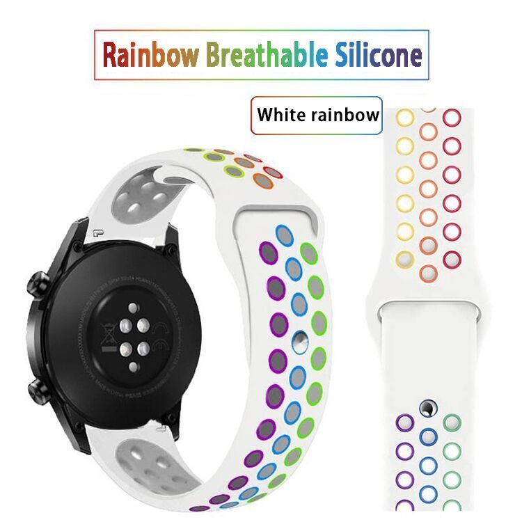 Universal 20mm 22mm Color Rainbow Silicone Watchband Strap for Samsung Galaxy Watch 3 41mm 45mm Strap Samsung Galaxy Watch Active2 Strap 40mm 44mm