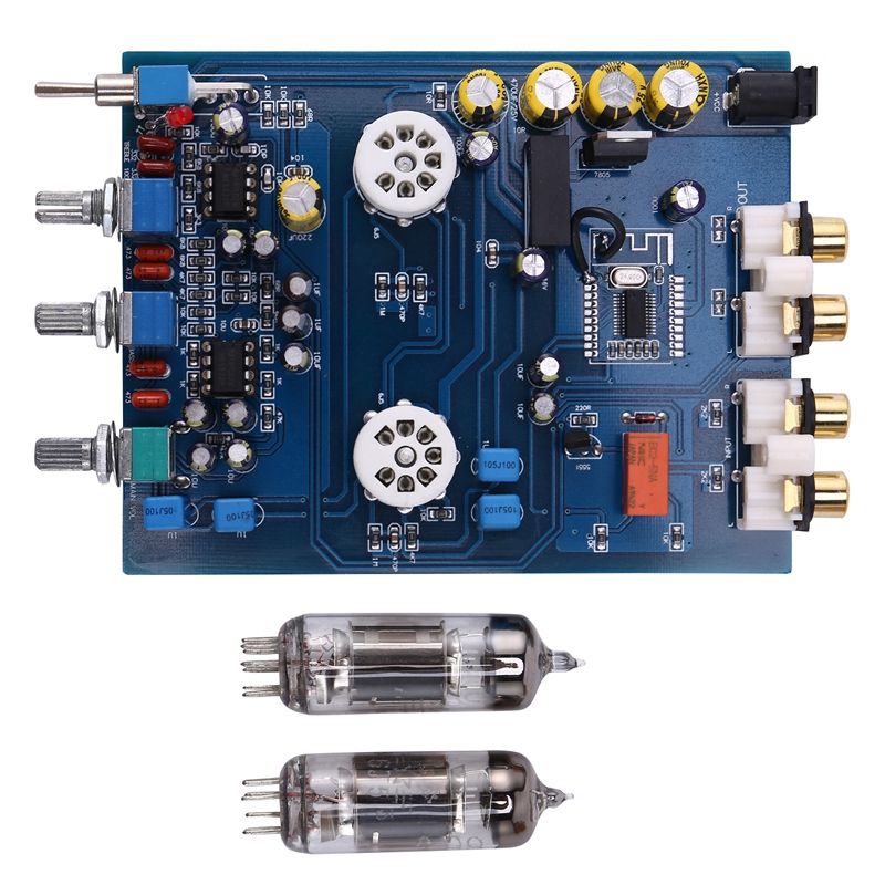 NE5532 DC12V2A Bluetooth 4.2 HIFI Preamp 6J5 Home Tube Amplifier Fever Bile Preamp Tone Board 470UF/25V