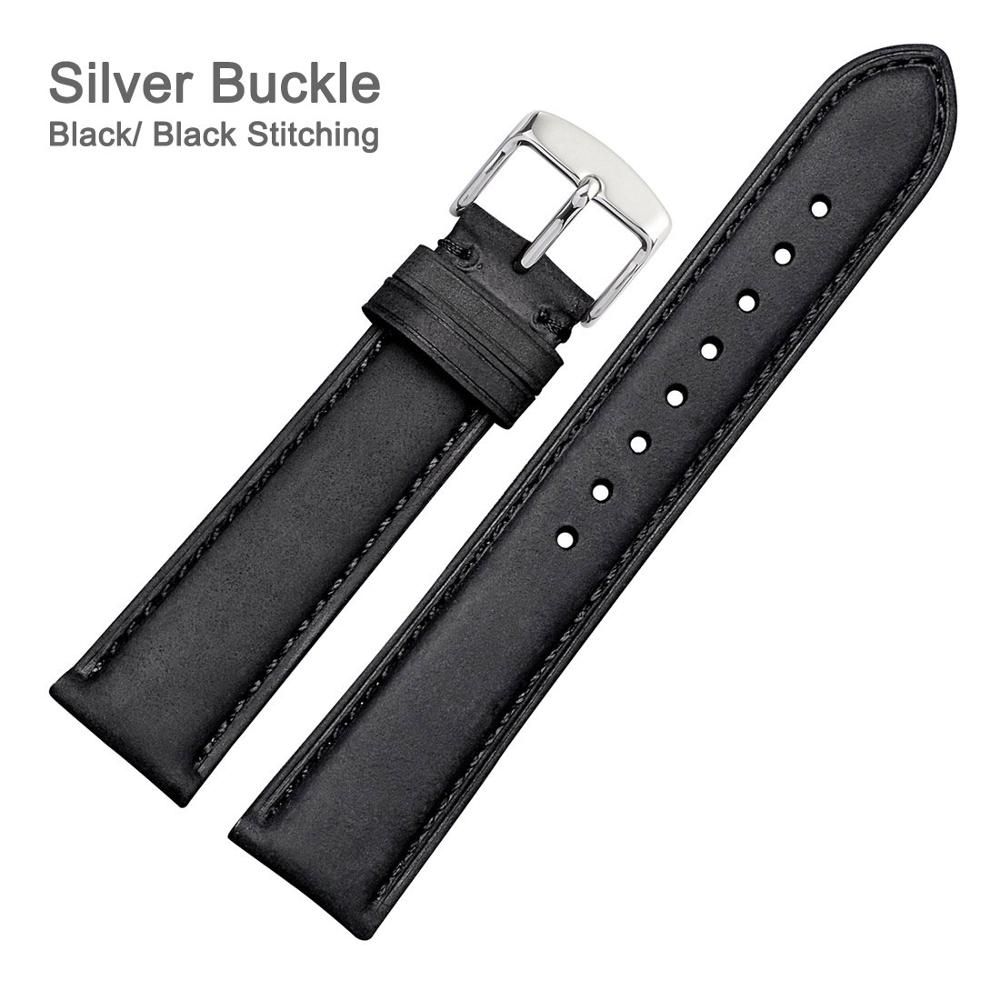 WOCCI  Leather Watch Strap 14mm 16mm 18mm 19mm 20mm 21mm 22mm 24mm Replacement Watch Bands for Women Men Wristwatch