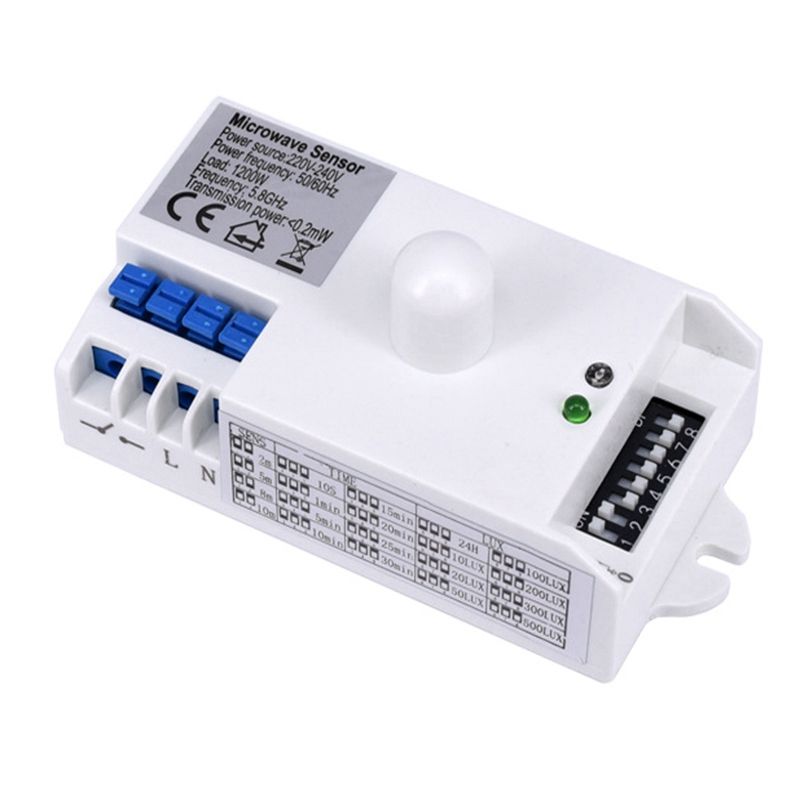 DC 12V-24V 5.8GHz 360° Microwave Motion Sensor Body Motion Sensor Induction Switch for LED Light Switch