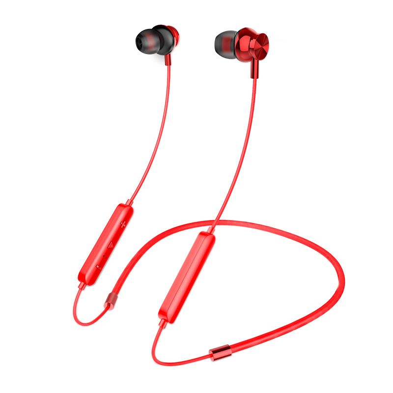 W200 Bluetooth 5.0 Wireless Headset Magnetic Neckband Sport Earphones with Noise Cancelling Mic Volume Control Red