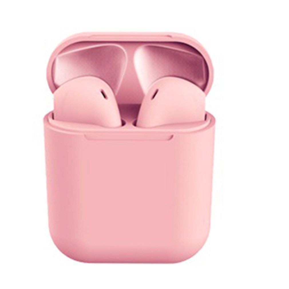 Light Wireless Earbuds Mini Universal Earphones Portable Earpieces I12 Pink