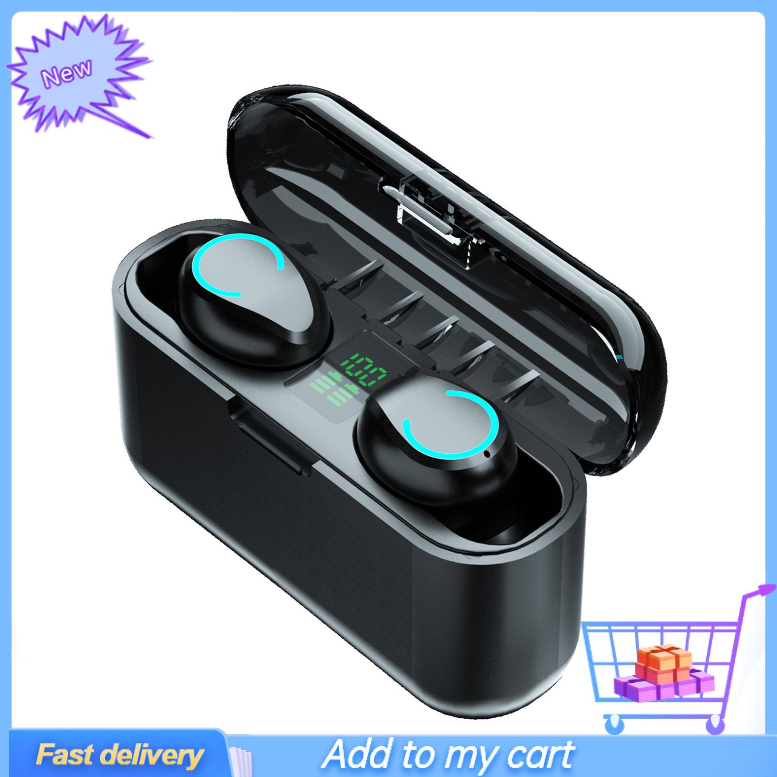 GreenForest F9-13B Bluetooth-compatible 5.1 Wireless Smart-Touch In-ear Earbuds Earphone for Phone