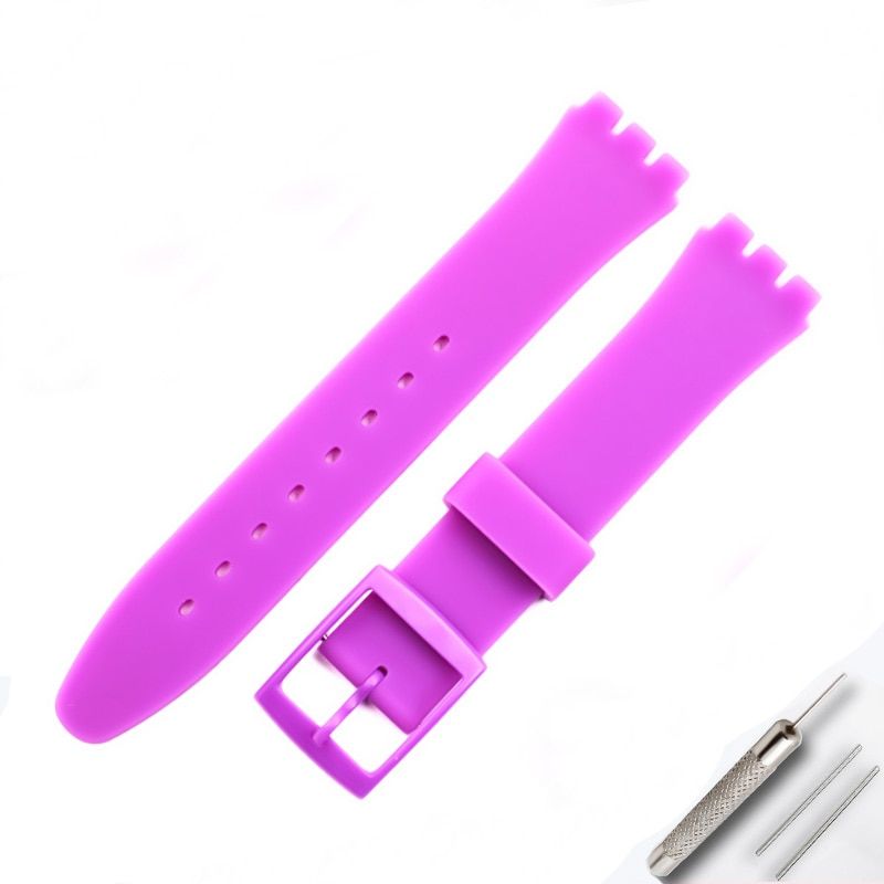 Watch accessories For Swatch silicone strap buckle 17mm19mm rubber strap men's and women's sports strap
