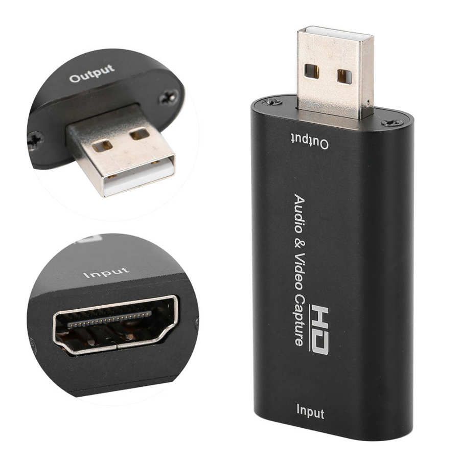 Portable Video Capture Card Equipment HDMI/F to USB/M Maximum Support 1080P Black