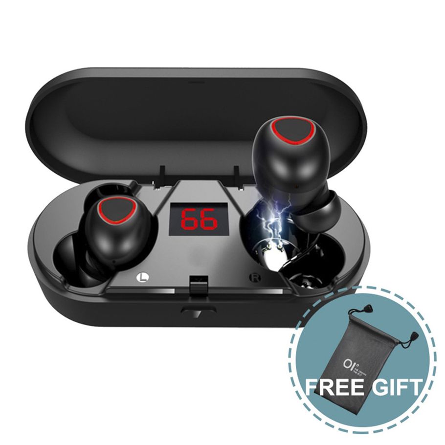 【NEW】OI M8B Pro True Wireless Earbuds Sports Bluetooth Earphone 8Hours Playback LCD Display One-step Pairing Fast Charging Stereo Sounds with IPX6 WaterProof--Black