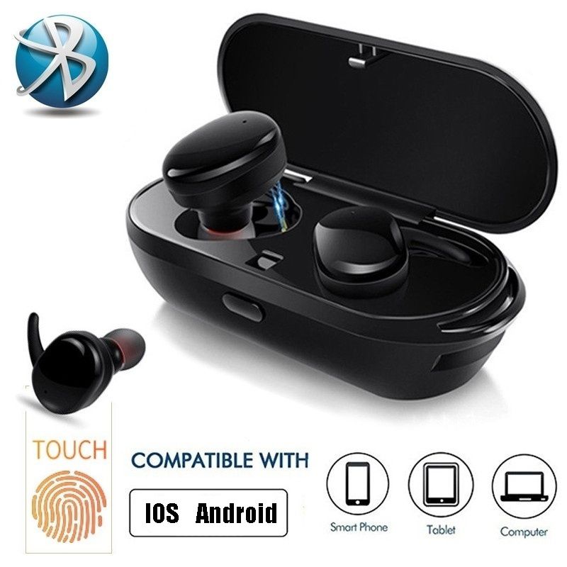BEZIEL Touch Control Mini Twins Wireless Bluetooth Earbuds TWS Earphone Sport Waterproof Headphone Noise Cancelling Earphone with Charging Box