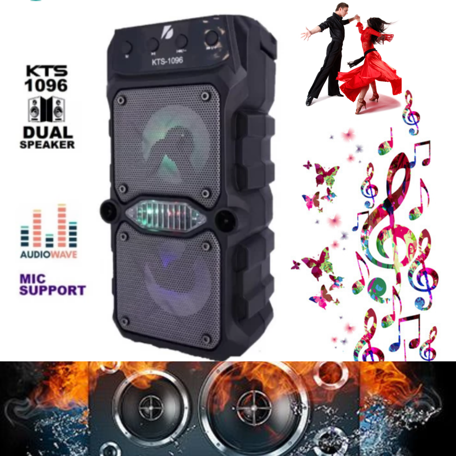 KTS-1096 Wireless Portable Bluetooth Speaker With Led Light [Support Microphone] quality sound