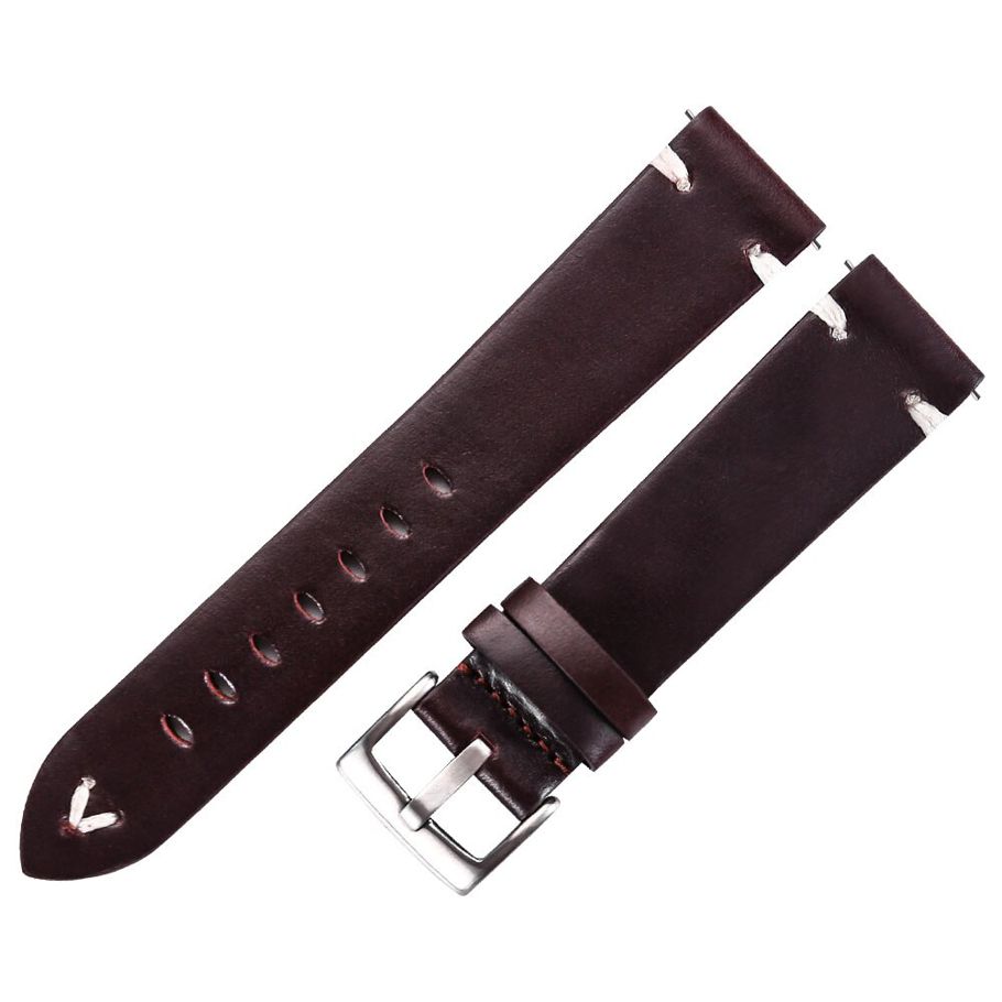 Leather Watchband Black Dark Brown Oil Wax Leather Watch Strap Italian 18mm 20mm 22mm Quick Release Watch Belt Cowhide Handmade