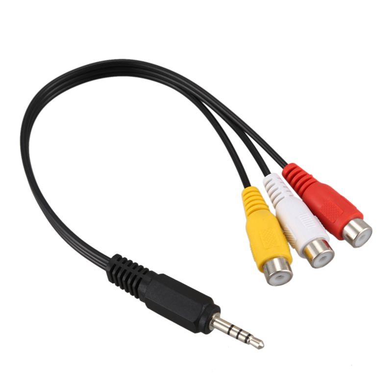 3.5mm Male Plug to 3 RCA Female Audio Video AV Cable 22cm