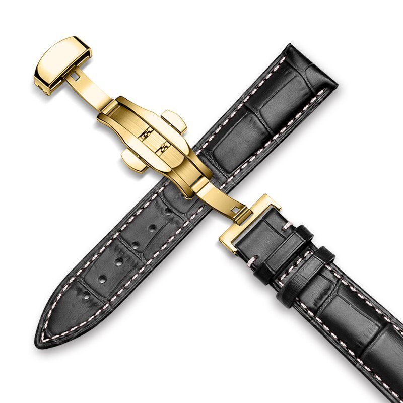 Carouse Watchband 18mm 19mm 20mm 21mm 22mm 24mm Calf  Leather Watch Band Alligator Grain Watch Strap for Tissot Seiko