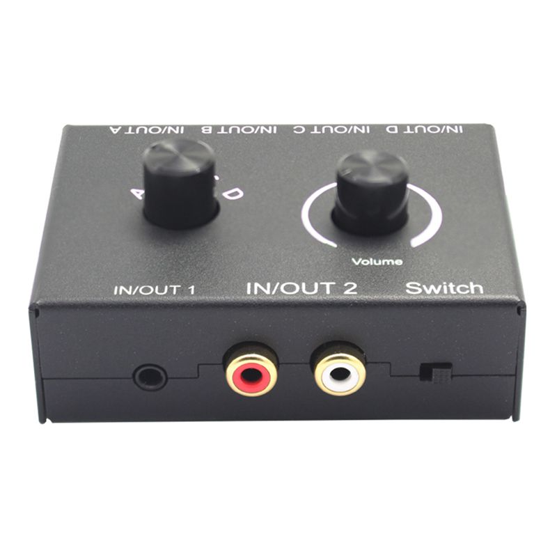 BRADOO 4 Port Audio Switch, 3.5mm Audio Switcher, Stereo AUX Audio Selector, 4 Input 2Output/2Input 4 Output Audio Switcher Box