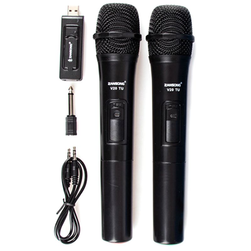 Zansong Uhf Usb 3.5Mm Wireless Microphone Megaphone Handheld Mic with Receiver for Karaoke Speech Loudspeaker V20