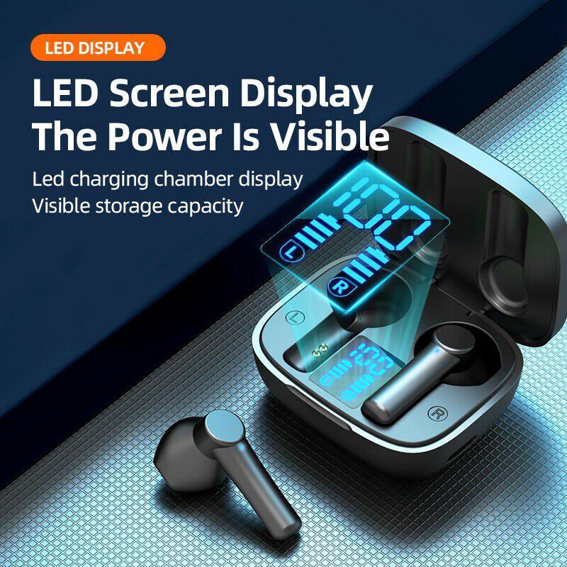 TWS LB-8 Bluetooth Earbuds 9D LED Digital Display Stereo Noise Reduction Sport Headphone Smart Touch Control Wireless Earphone with Mic