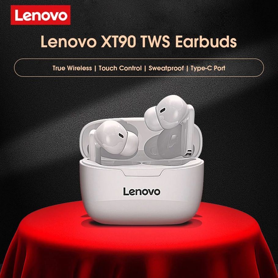 Lenovo XT90 TWS Wireless Earphone BT5.0 Stereo Noise Reduction Bass Sports Headset Touch Control Long Standby 300mAH
