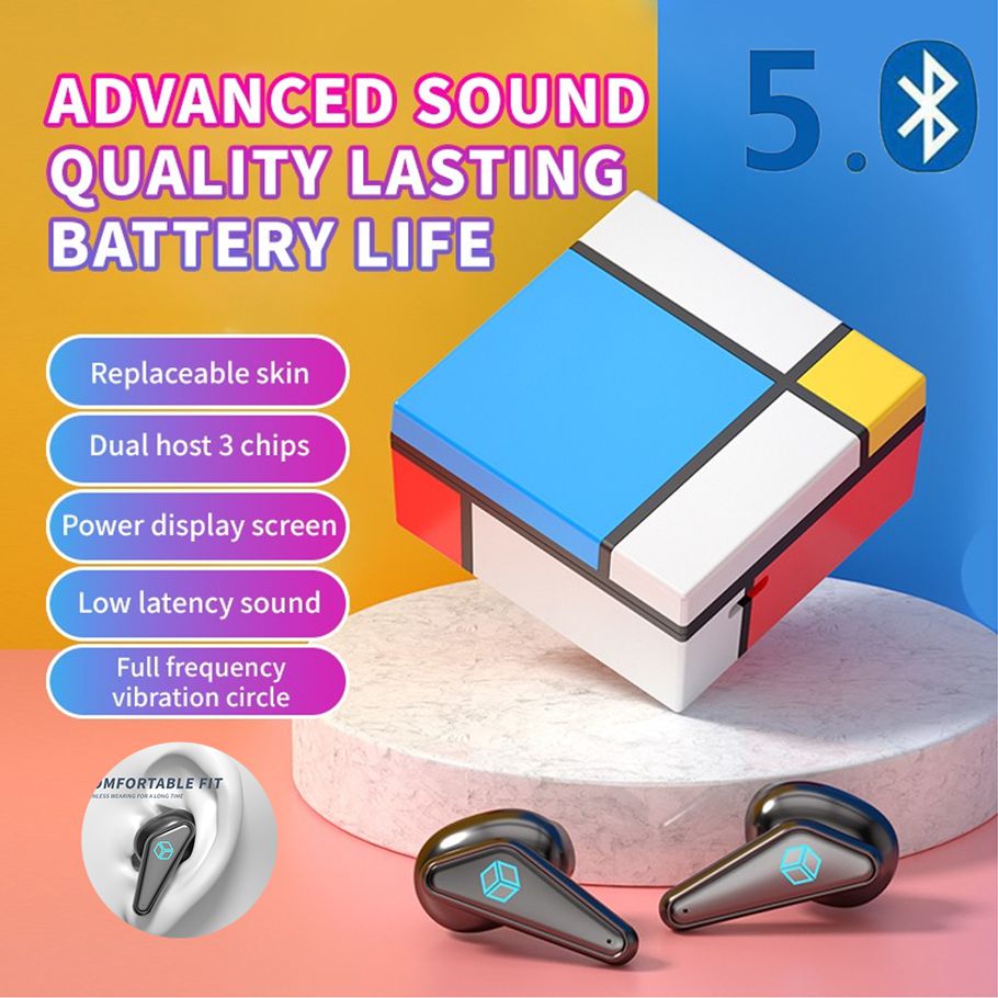 Zzitaill TWS Wireless Bluetooth 5.3 Headphones 9D HiFi Stereo Gaming Earphones CVC8.0 Noise Reduction Headset Waterproof Sports Earbuds with Charging Case