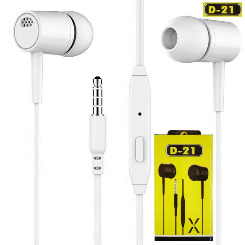 D21 Universal 3.5mm Wired Earphone Dual Speaker Heavy Bass Wired In-Ear Earbuds Headset with Mic Sports Wired Headset Earphone