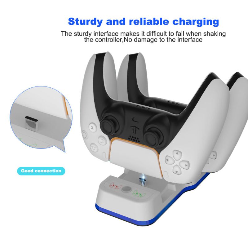 Controller Charger Dock LED Dual USB Charging Stand Station Cradle for PS5 Gamepad Power Supply Accessories Simple Fidelity design