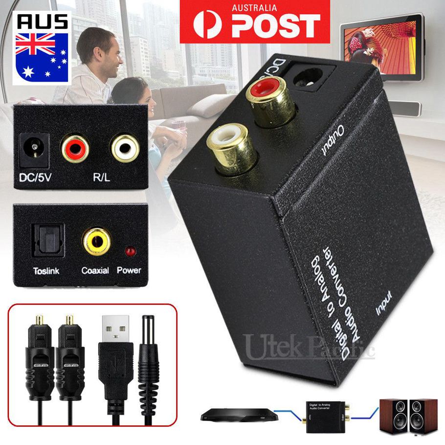 Digital to Analogue Audio Converter Coaxial Coax Optical Toslink RCA L/R DAC US