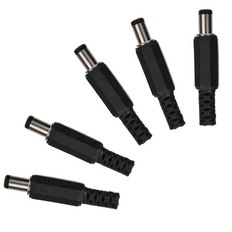 DC Power Plug Jack 5pcs 2.1mm x 5.5mm Male Coaxial Connector Adapter