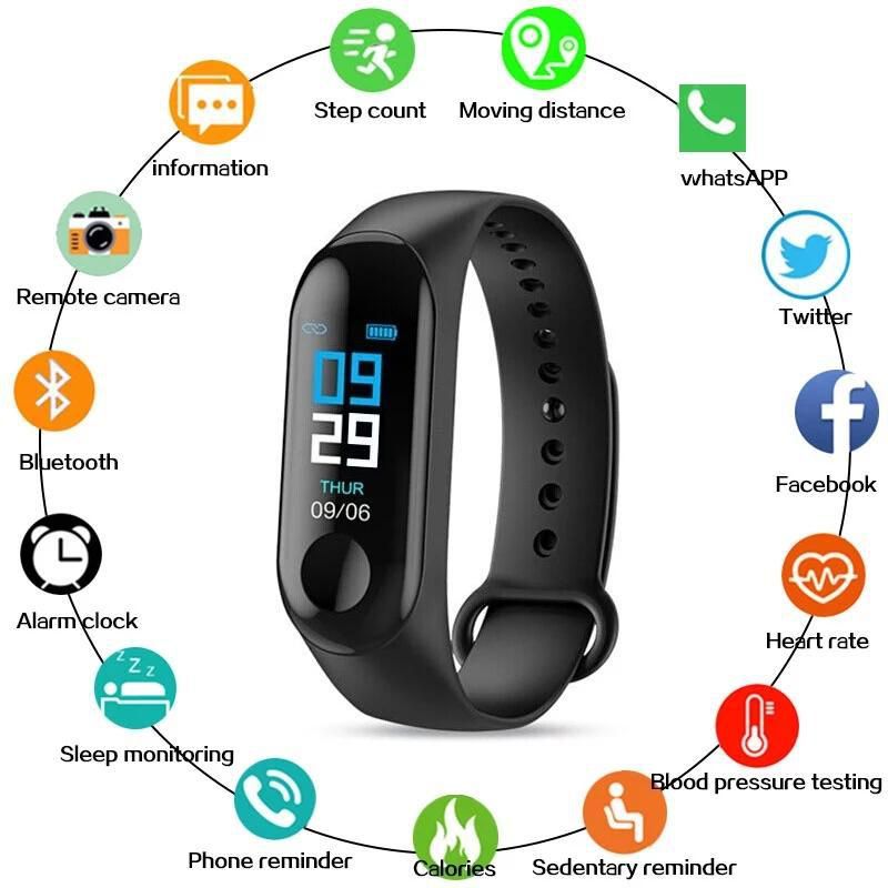 M3 Fitness Bracelet OLED Color Touch Screen Smart Wristband