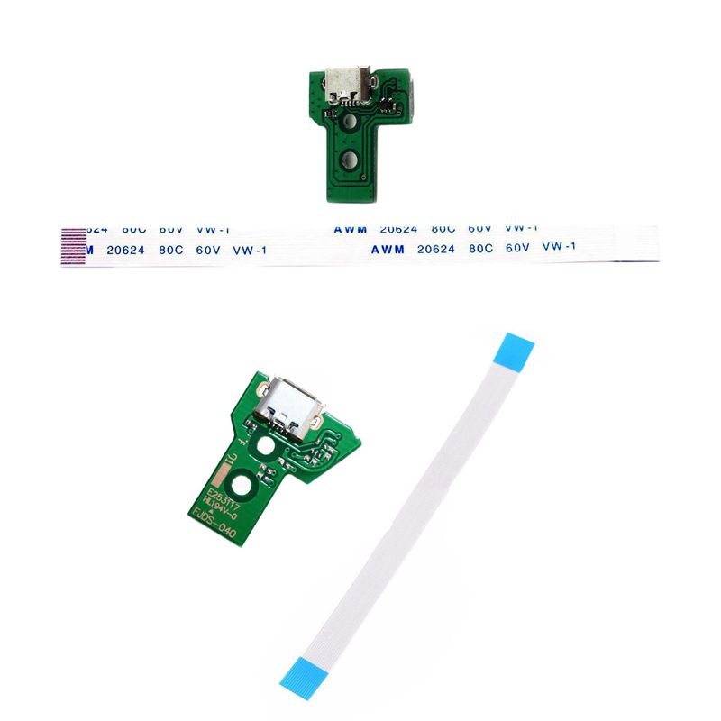 2 Set Micro-USB Charging Port Socket Circuit Board + 12 Pin Cable for Sony PS4 Controller, JDS-030 & JDS-040