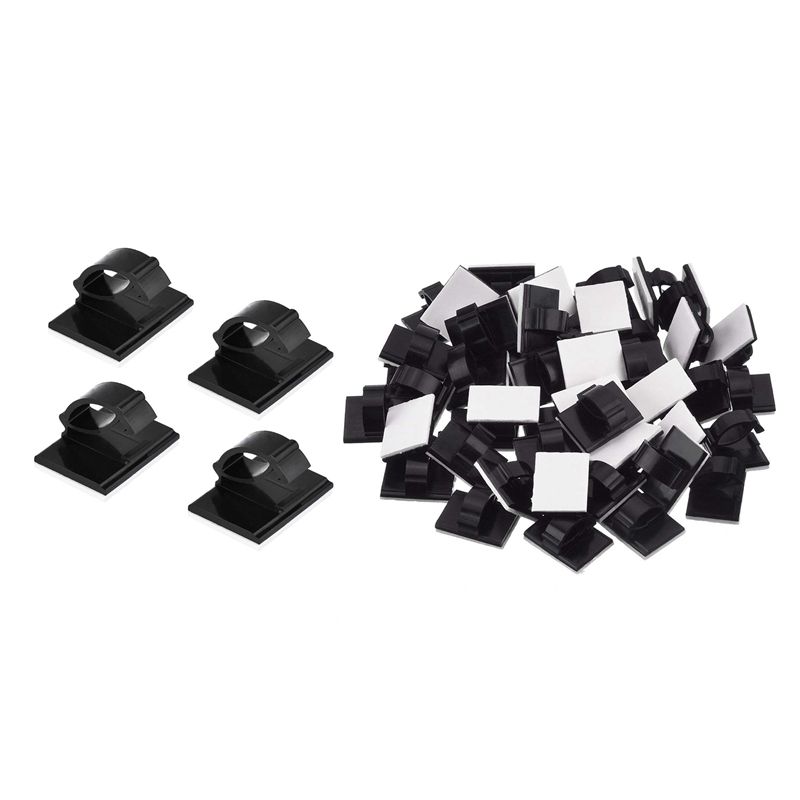 20Pcs Black Adjustable Plastic Cable Clamps Self Adhesive Car Cable Clips Wire Organizer & 50 Pcs Self Adhesive Cable Clamp Plastic Rectangular Cable Clips