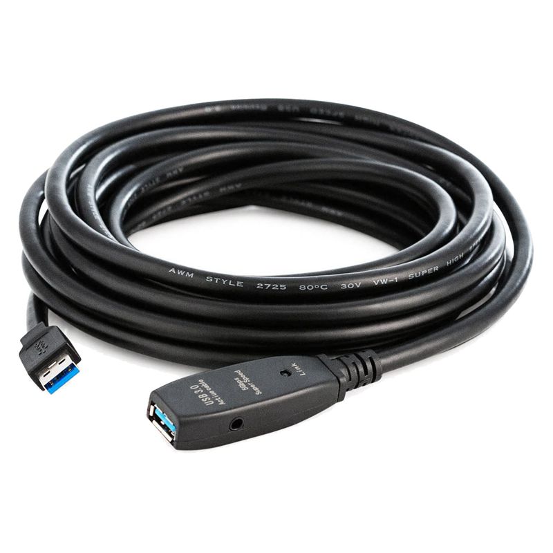 5M USB 3.0 Male to Female Cable with Extension Chipset - USB Active Extension Cable Repeater Cable - Black