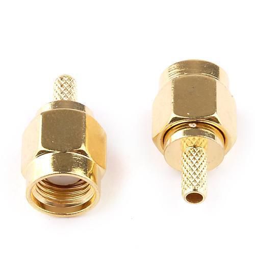 【ALLGOOD】New 1 Pair Gold Copper SMA Male Crimp Connector Adapter for RG174 RG179 RG316 RG188 Cable
