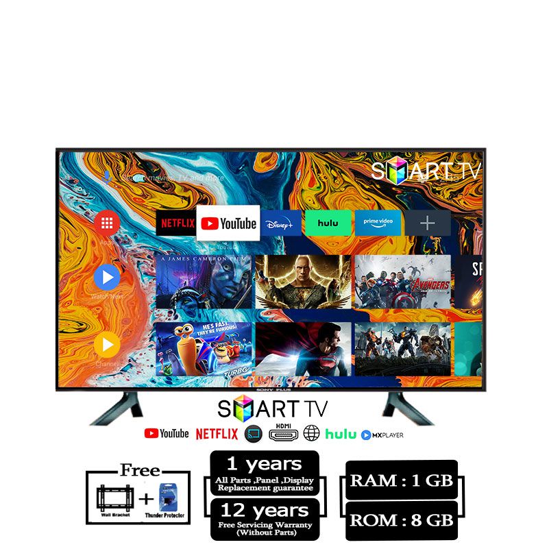 sony plus 32'' Double /Glass smart /wifi / android hd led tv, 1 GB 8 GB , 4k supported