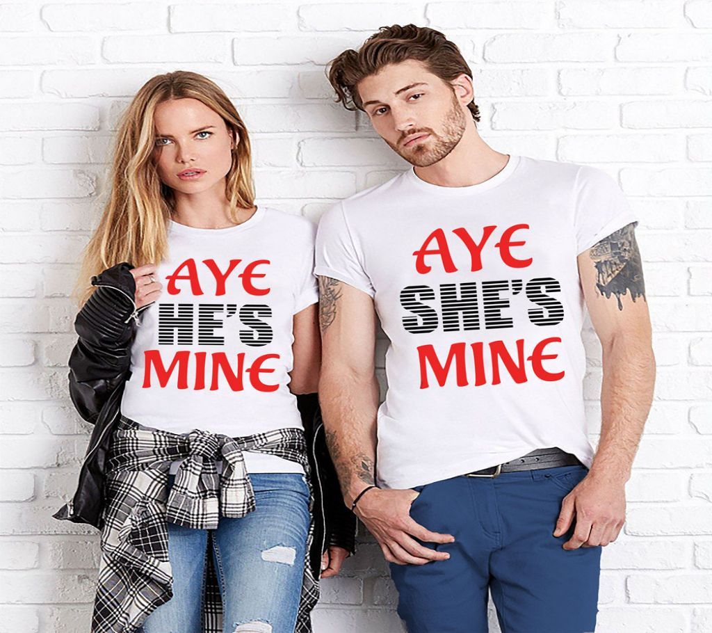 MINE Half Sleeve Cotton Couple T-Shirt