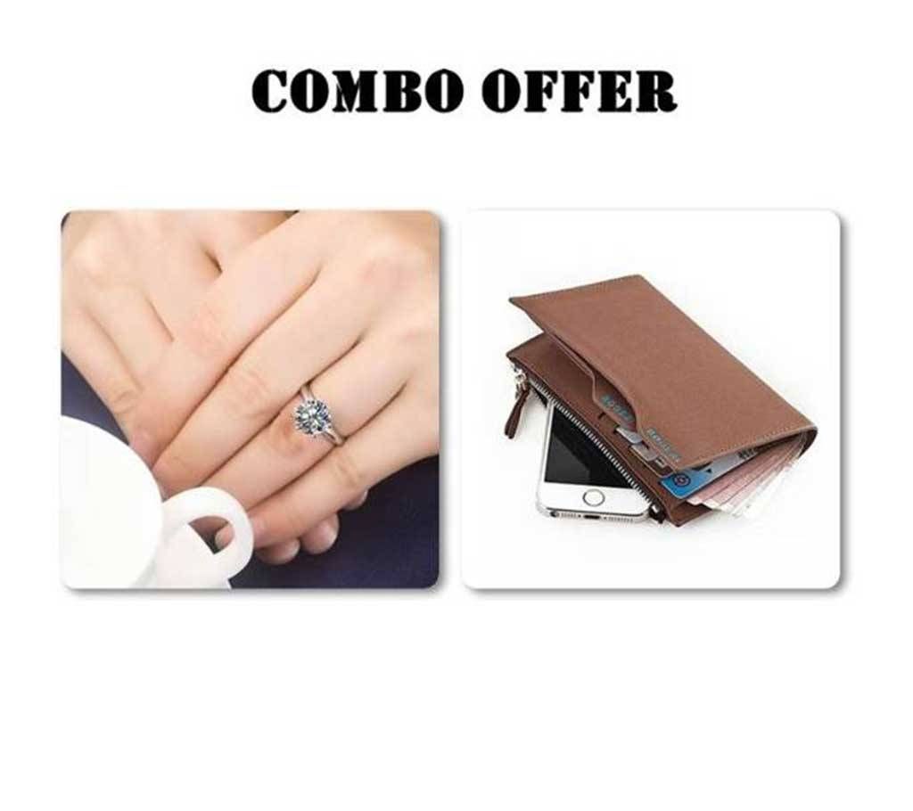 Combo Gold Plated Finger Ring & Bogesi wallet for