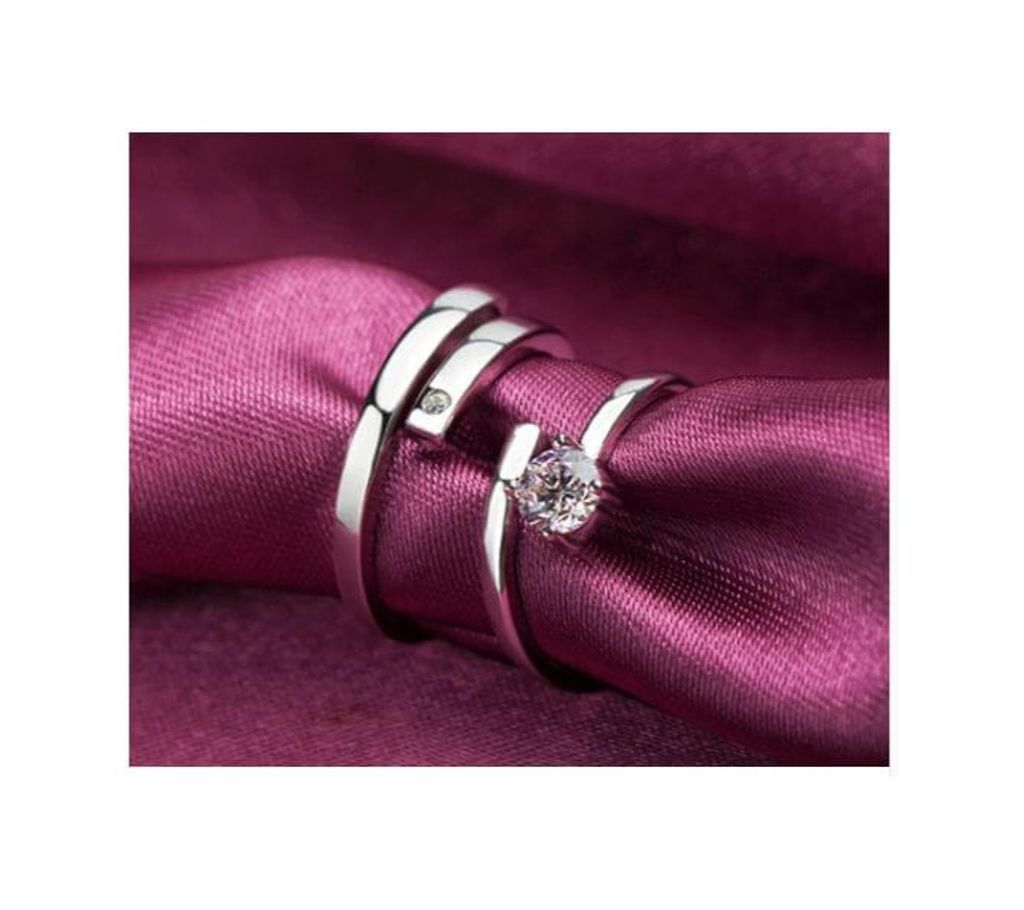 Crazy Feng Luxury Silver-color Wedding Jewelry Couple Ring for Women and Men AAA Quality Zircon CZ Crystal Rings
