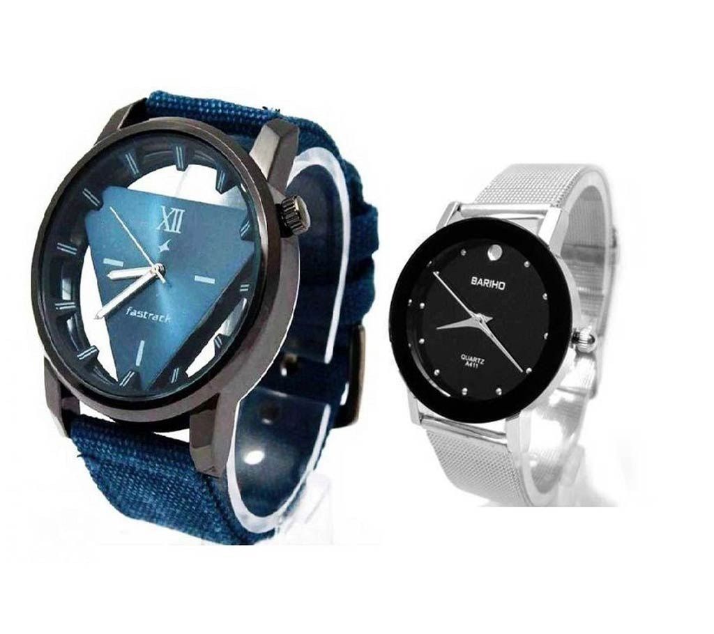 Fastrack Gents wirst watch(Copy) + Bariho Ladies wrist watch(Copy) Valentine combo offer 
