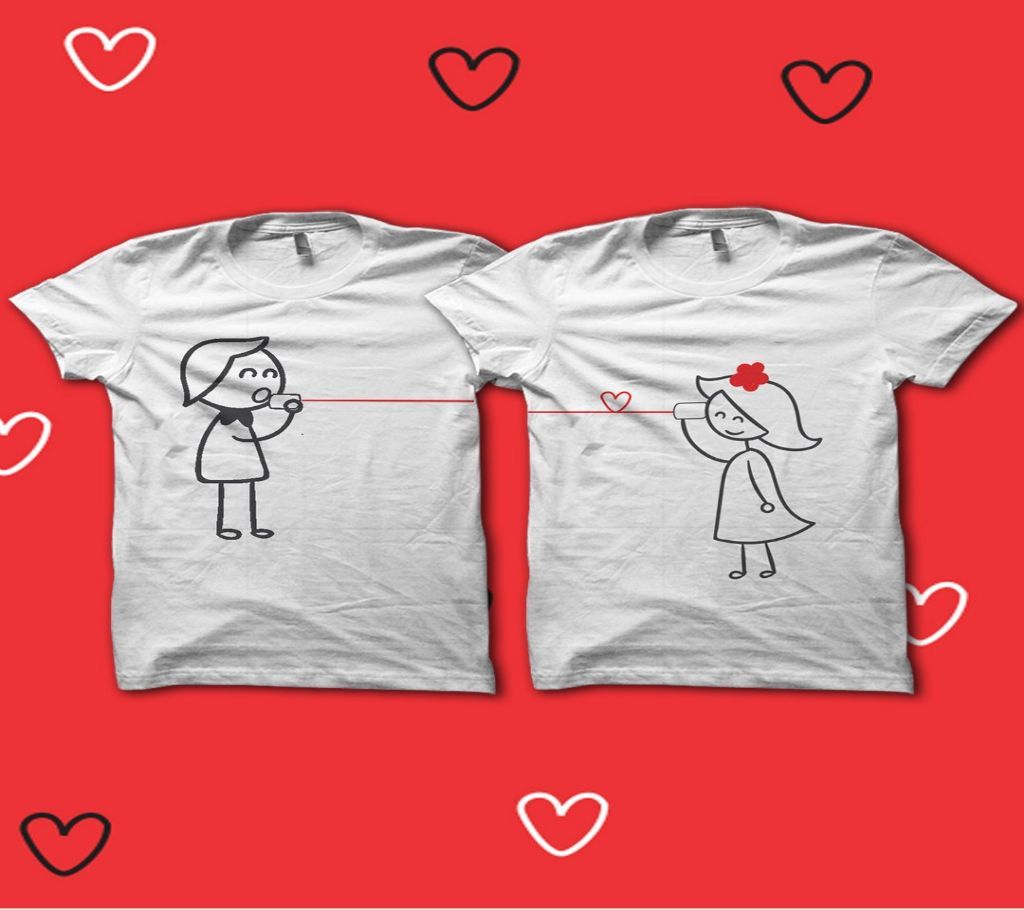 LOVE CONNECT Half Sleeve Cotton Couple T-Shirt