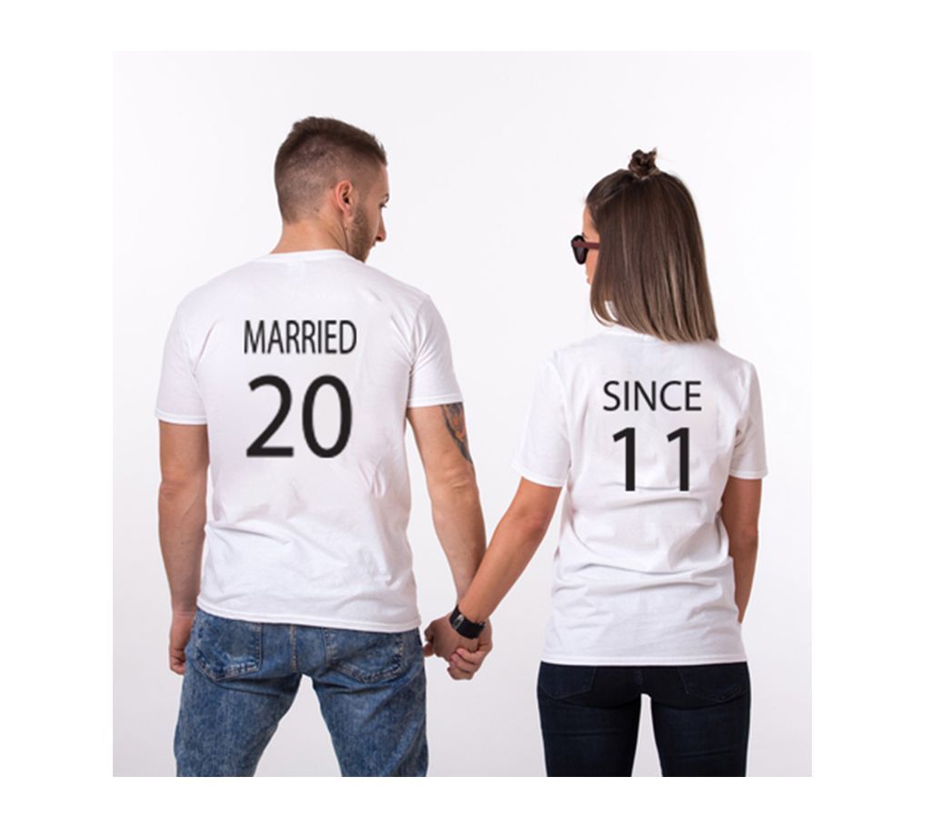 Married 20 11 Half Sleeve Cotton Couple T-Shirt