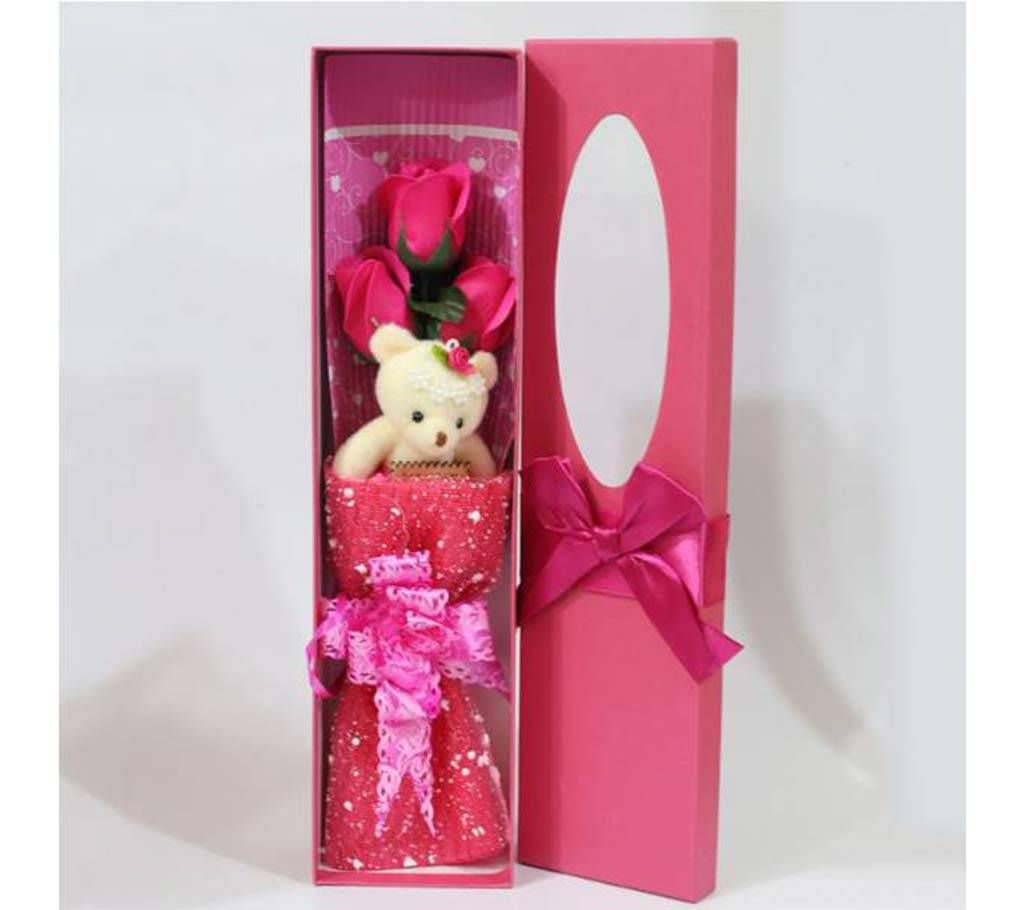 Cute Panda Doll & Flowers-Pink