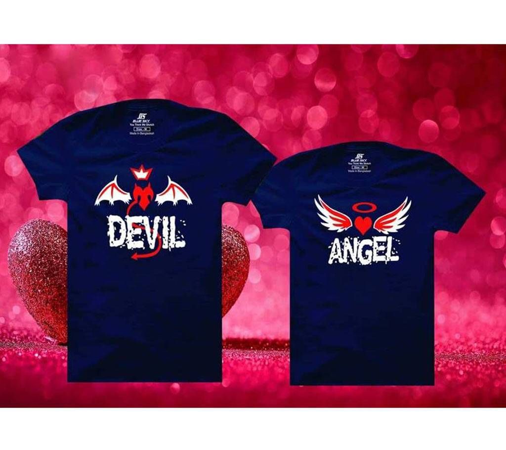 Angel Devil Mens Half  sleeve T-shirt