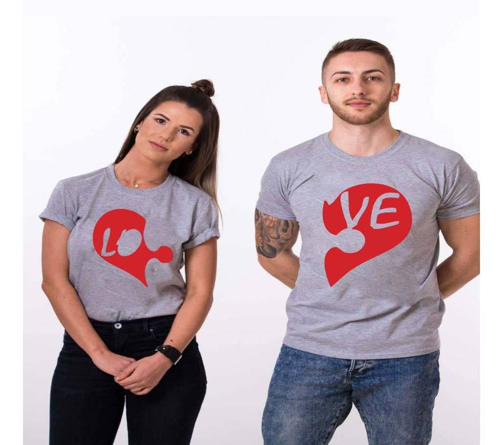 Love Half Sleeve Cotton Couple T-Shirt
