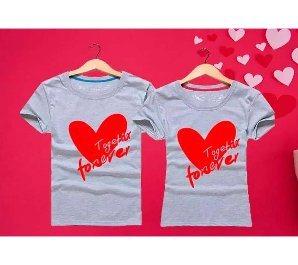Valentine's Day Half Sleeve Cotton Couple T-Shirt 